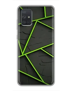 Чохол для Samsung Galaxy A72 з картинкою «Зелені геометричні лінії»