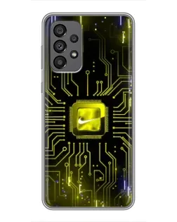 Чехол для Samsung Galaxy A73 (5G) с картинкой «Nike — золотая искра»