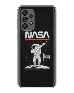 Чехол для Samsung Galaxy A73 (5G) с картинкой «NASA — шагаем по Луне»
