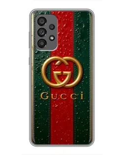 Чохол для Samsung Galaxy A73 (5G) з картинкою «Gucci — фірмова смуга та золото» Чохол для Samsung Galaxy A73 (5G) з картинкою «Gucci — фірмова смуга та золото»