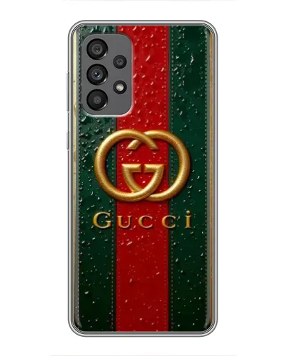 Чохол для Samsung Galaxy A73 (5G) з картинкою «Gucci — фірмова смуга та золото» Чохол для Samsung Galaxy A73 (5G) з картинкою «Gucci — фірмова смуга та золото»