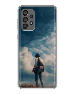 Чехол для Samsung Galaxy A73 (5G) с картинкой «Герой PUBG на скале»