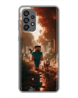 Чехол для Samsung Galaxy A73 (5G) с картинкой «Стив в лесу»