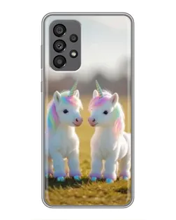 Чехол для Samsung Galaxy A73 (5G) с картинкой «Пара единорогов»