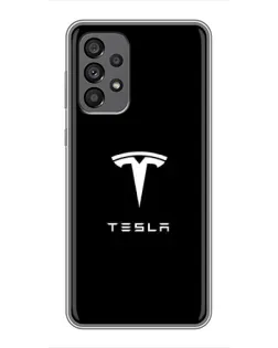 Чехол для Samsung Galaxy A73 (5G) с картинкой «Tesla White Logo»