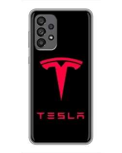 Чехол для Samsung Galaxy A73 (5G) с картинкой «Tesla Red Logo»