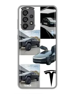 Чехол для Samsung Galaxy A73 (5G) с картинкой «Коллаж Cybertruck Tesla»
