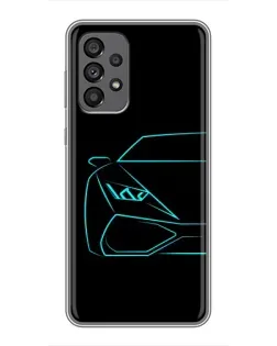 Чехол для Samsung Galaxy A73 (5G) с картинкой «Голубой силуэт Lamborghini»