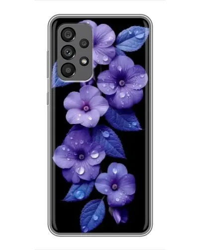 Чехол для Samsung Galaxy A73 (5G) с картинкой «Фиолетовые цветы с росою»