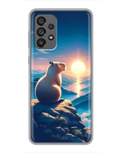 Чехол для Samsung Galaxy A73 (5G) с картинкой «Закат солнца с капибарой»
