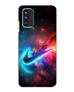 Чехол для Samsung Galaxy F52 5G (E526) с картинкой «Огненный логотип Nike»