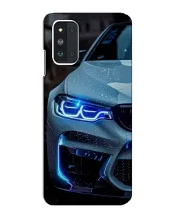Чехол для Samsung Galaxy F52 5G (E526) с картинкой «Взгляд BMW с синими фарами»