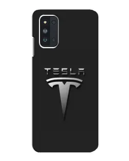 Чехол для Samsung Galaxy F52 5G (E526) с картинкой «Стальной логотип Tesla»