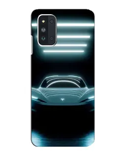 Чехол для Samsung Galaxy F52 5G (E526) с картинкой «Tesla в неоне»