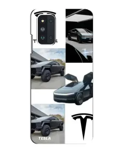 Чехол для Samsung Galaxy F52 5G (E526) с картинкой «Коллаж Cybertruck Tesla»