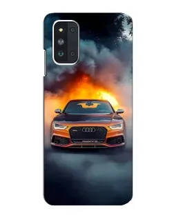 Чехол для Samsung Galaxy F52 5G (E526) с картинкой «Audi в огненном дыму»