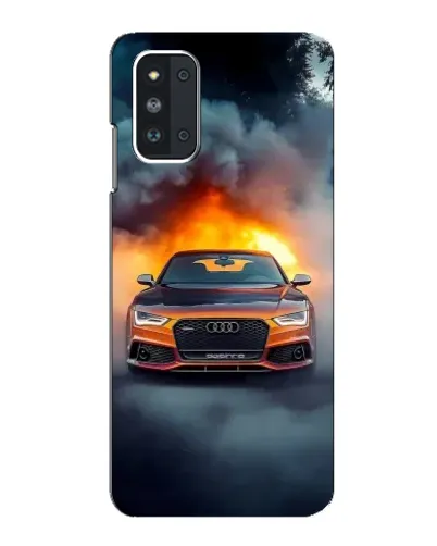 Чехол для Samsung Galaxy F52 5G (E526) с картинкой «Audi в огненном дыму»