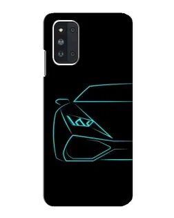 Чехол для Samsung Galaxy F52 5G (E526) с картинкой «Голубой силуэт Lamborghini»