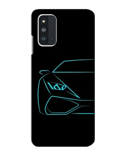 Чехол для Samsung Galaxy F52 5G (E526) с картинкой «Голубой силуэт Lamborghini»