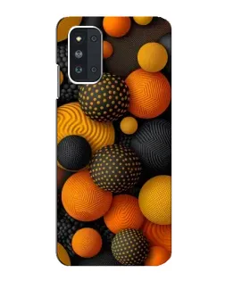 Чехол для Samsung Galaxy F52 5G (E526) с картинкой «Объемные оранжевые сферы»