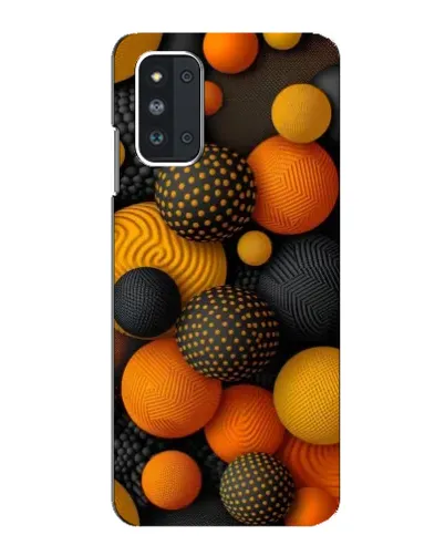 Чехол для Samsung Galaxy F52 5G (E526) с картинкой «Объемные оранжевые сферы»
