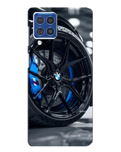 Чехол для Samsung Galaxy F62 с картинкой «Колесо BMW вблизи»