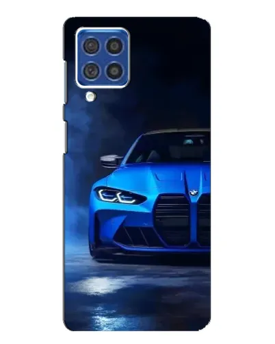 Чехол для Samsung Galaxy F62 с картинкой «Голубая BMW M4»