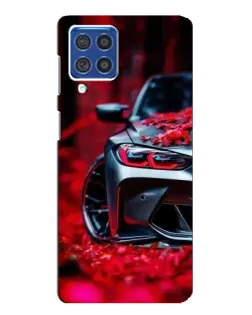 Чехол для Samsung Galaxy F62 с картинкой «Спортивная BMW и цветы»