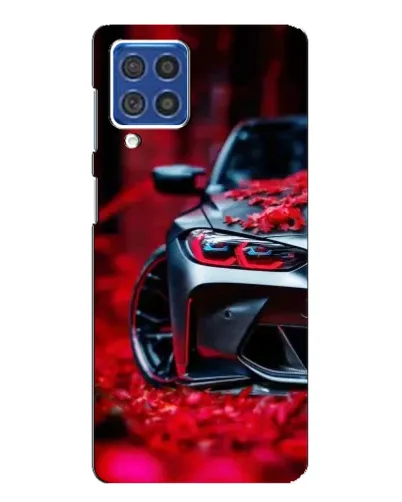 Чехол для Samsung Galaxy F62 с картинкой «Спортивная BMW и цветы»