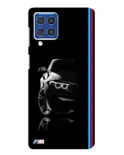 Чехол для Samsung Galaxy F62 с картинкой «Силуэт BMW в темноте»