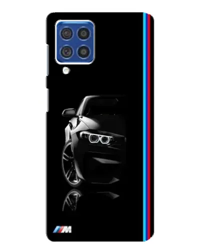 Чехол для Samsung Galaxy F62 с картинкой «Силуэт BMW в темноте»