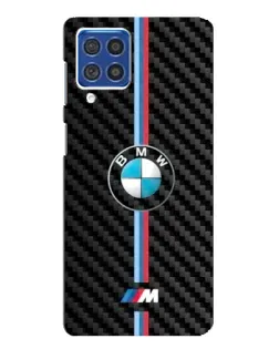 Чехол для Samsung Galaxy F62 с картинкой «Эмблема BMW и карбон»