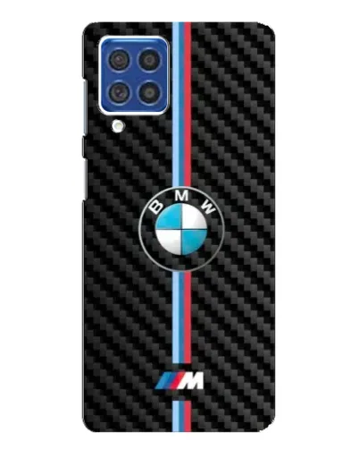 Чехол для Samsung Galaxy F62 с картинкой «Эмблема BMW и карбон»