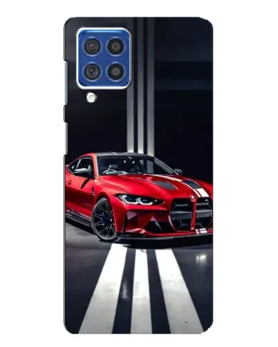 Чехол для Samsung Galaxy F62 с картинкой «Красная BMW на дороге»
