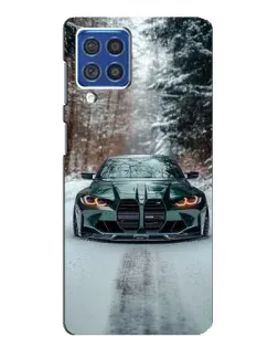 Чехол для Samsung Galaxy F62 с картинкой «BMW в зимнем лесу»