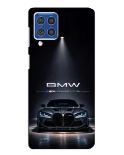 Чехол для Samsung Galaxy F62 с картинкой «BMW сквозь ночной город»