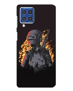 Чехол для Samsung Galaxy F62 с картинкой «PUBG — огненный силуэт»