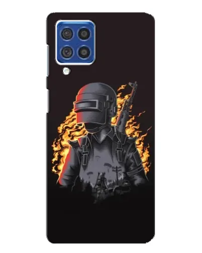 Чехол для Samsung Galaxy F62 с картинкой «PUBG — огненный силуэт»