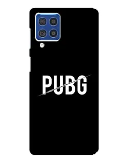 Чехол для Samsung Galaxy F62 с картинкой «PUBG — белый логотип»