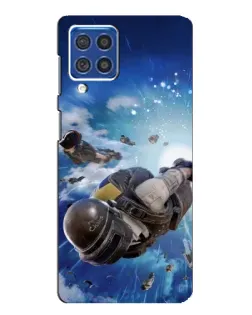 Чехол для Samsung Galaxy F62 с картинкой «Десант PUBG — прыжок»