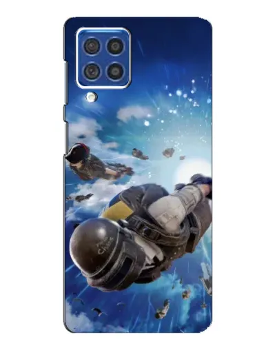 Чехол для Samsung Galaxy F62 с картинкой «Десант PUBG — прыжок»