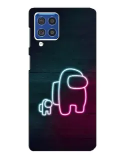 Чехол для Samsung Galaxy F62 с картинкой «Among Us неон-арт»