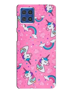 Чехол для Samsung Galaxy F62 с картинкой «Unicorn паттерн розовый»