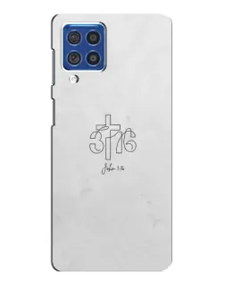Чехол для Samsung Galaxy F62 с картинкой «Иоанна 3:16 Крест»