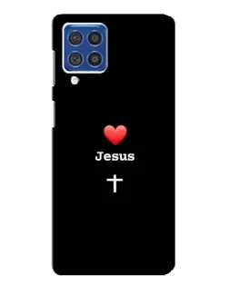 Чехол для Samsung Galaxy F62 с картинкой «Сердце - Jesus»