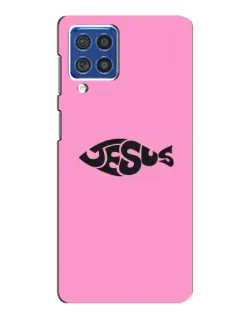 Чехол для Samsung Galaxy F62 с картинкой «Розовый символ  Jesus»
