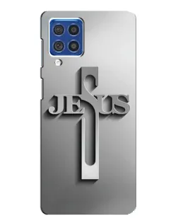 Чехол для Samsung Galaxy F62 с картинкой «Металлический крест Jesus»