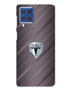 Чехол для Samsung Galaxy F62 с картинкой «Металлическая текстура Tesla»