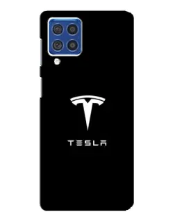 Чехол для Samsung Galaxy F62 с картинкой «Tesla White Logo»