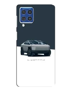 Чехол для Samsung Galaxy F62 с картинкой «Серебристый Cybertruck Tesla»